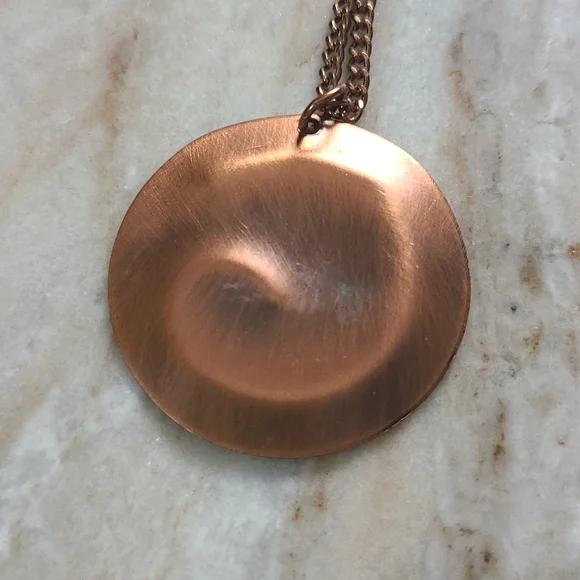 Vintage Mid Century Copper Tone Swirl Necklace - Picture 3 of 5